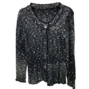 BCBG | Women's Black Long Sleeves Button Front Cardigan Sweater Size Medium